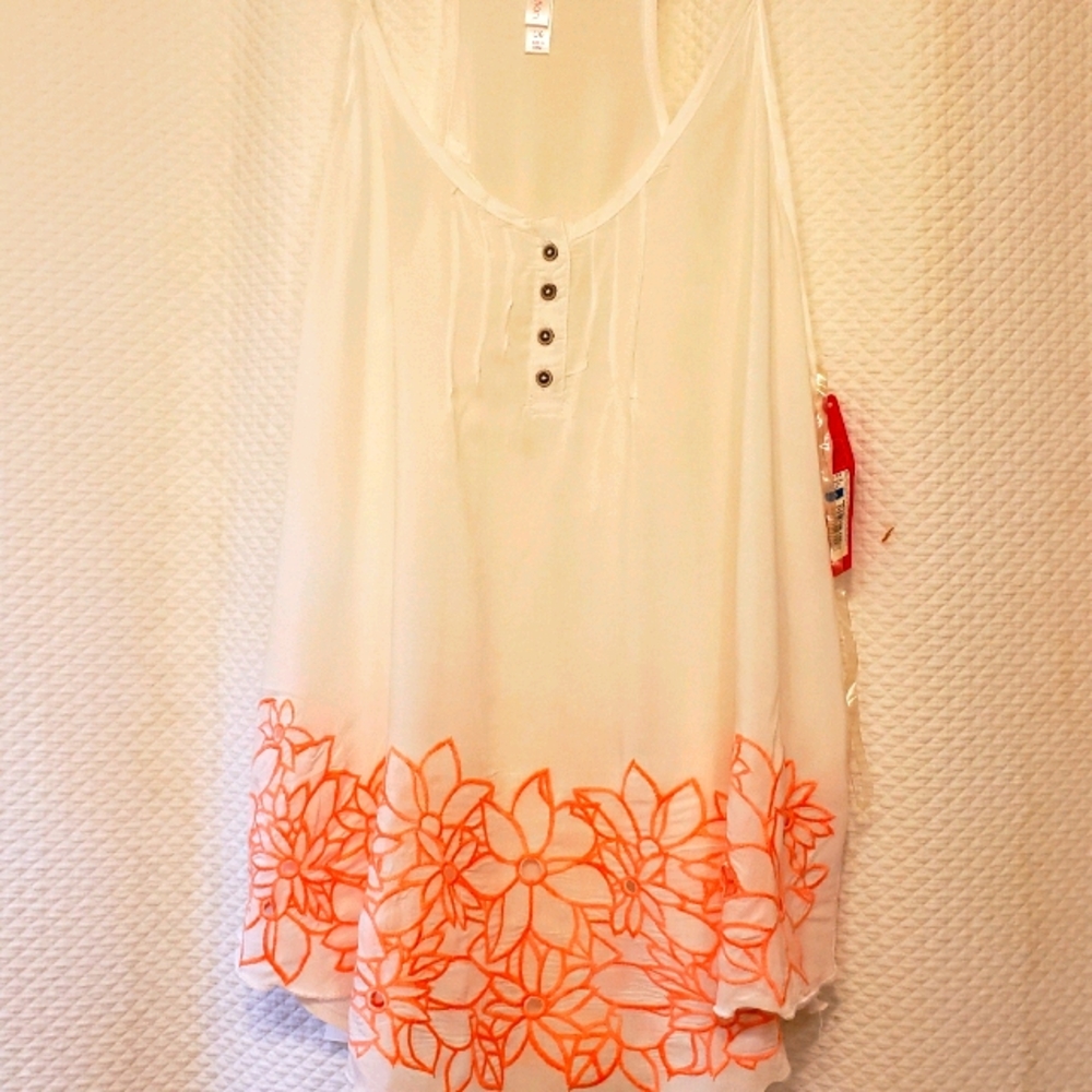 Embroidered Orange flowered Summer Top